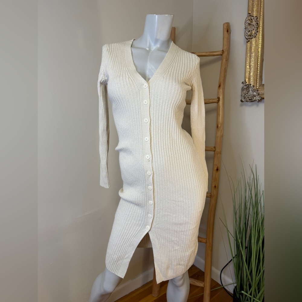 GAP Cream Long Sleeve Dress